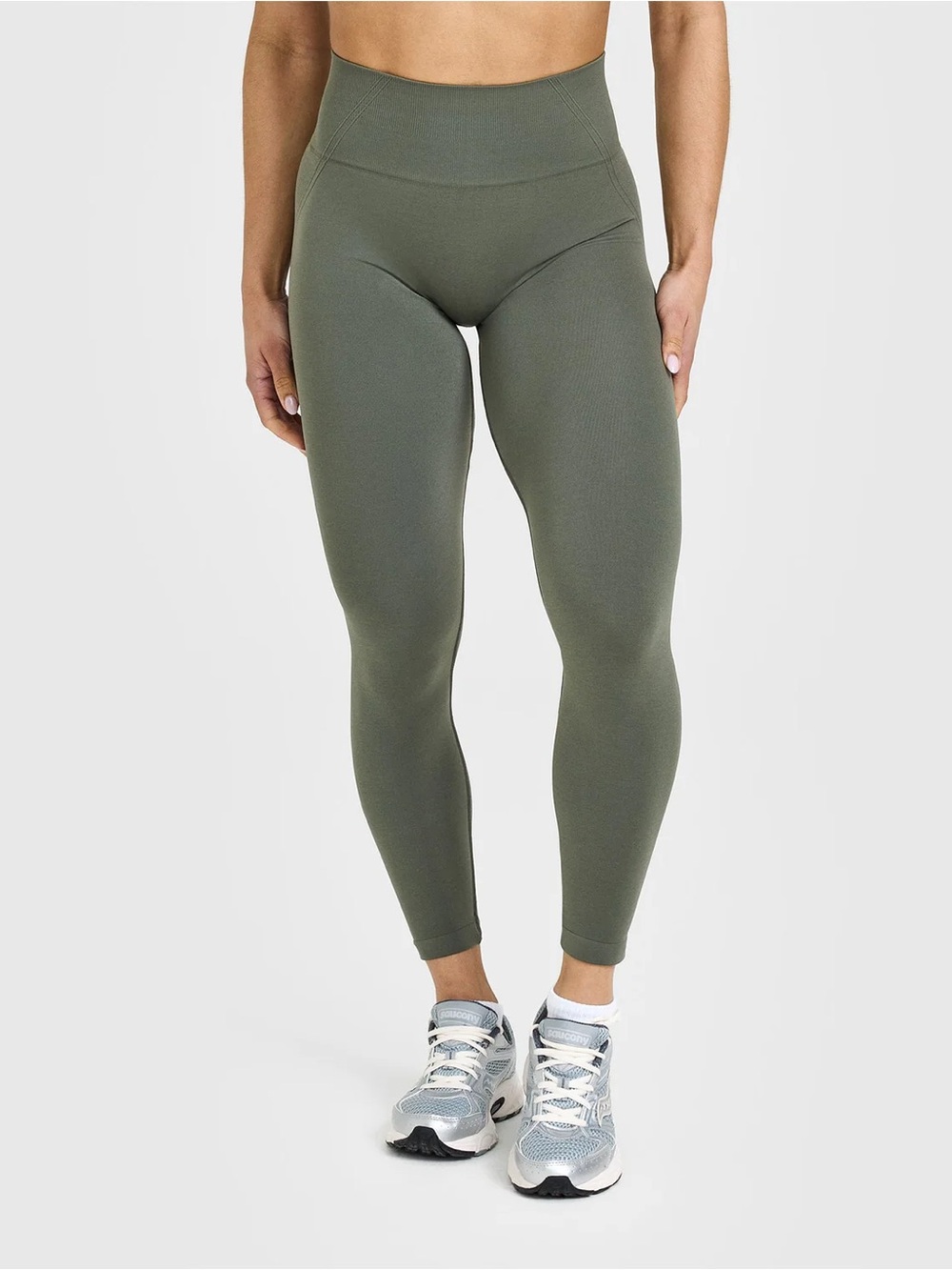 Oner Active Effortless Seamless Leggings Khaki Logo Medium NWT - Picture 2 of 8